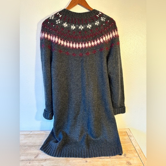 J.Crew Gray Lamb Marino Alpaca Wool Sweater Dress With Jewels Around Neck Size L - Picture 2 of 4